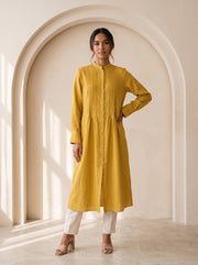 Yellow Mandarin Collar Midi Top 79722