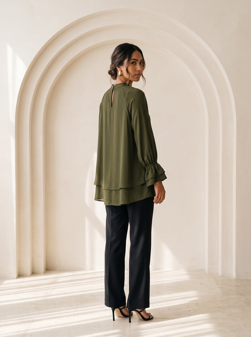 Jungle Green High Neck Top 90152
