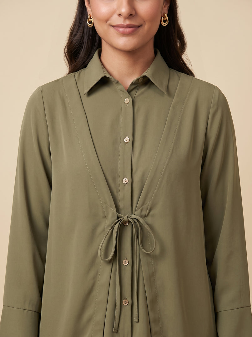 Olive Collared Top 90011