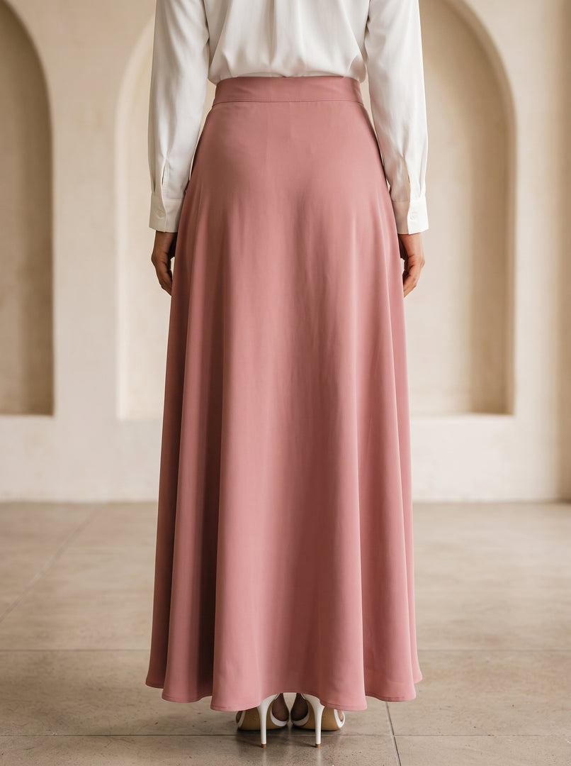 Dusty Rose Polyester Ankle-Length Skirt 94631