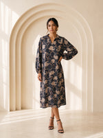 Load image into Gallery viewer, Abstract Print Collared Midi Top 90541