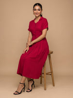 Load image into Gallery viewer, Ruby Collar: Cotton Midi Dress 87701