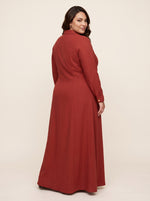 Load image into Gallery viewer, Dark Amber Lapel Collar A-Line Dress 87773