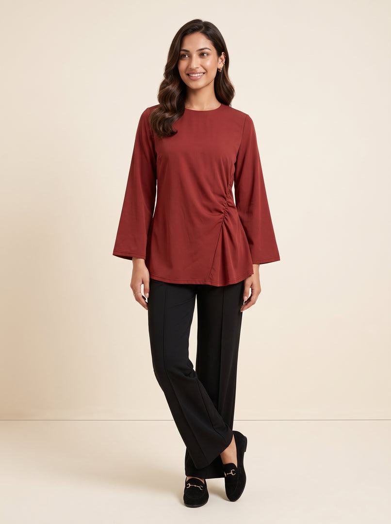 Rust Red Gathered Top 90592