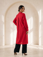 Load image into Gallery viewer, Red Mandarin Collar Midi Top 79721