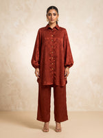 Load image into Gallery viewer, Maroon Harmony: Jacquard Top &amp; Pant Set 92161/92171