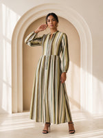 Load image into Gallery viewer, Striped Mandarin Collar Dress 92781