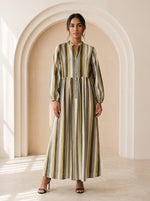 Load image into Gallery viewer, Striped Mandarin Collar Dress 92781