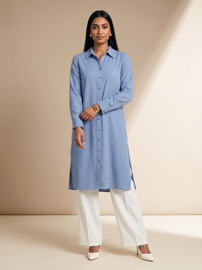 Lilac Ease: Cotton Knee-Length Top 88961