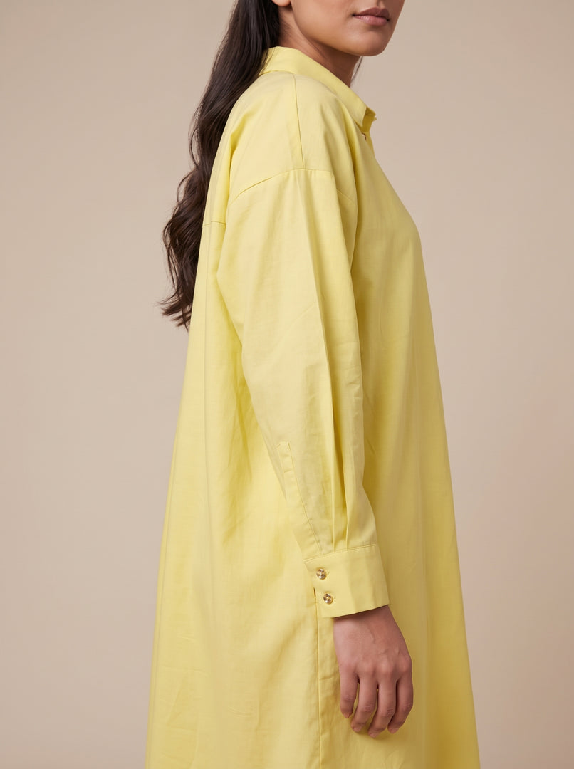 Light Yellow Collared Midi Top 92401