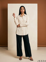 Load image into Gallery viewer, Ivory Ease: Relaxed Poly Cotton Below Hip Top 90361