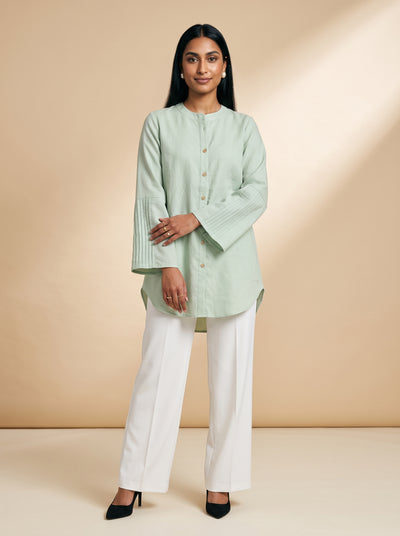 Mint Serenity: Cotton Knee-Length Top 88342