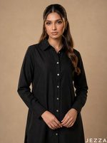 Load image into Gallery viewer, Black Texture: Crushed Polyester Shirt Top 82431