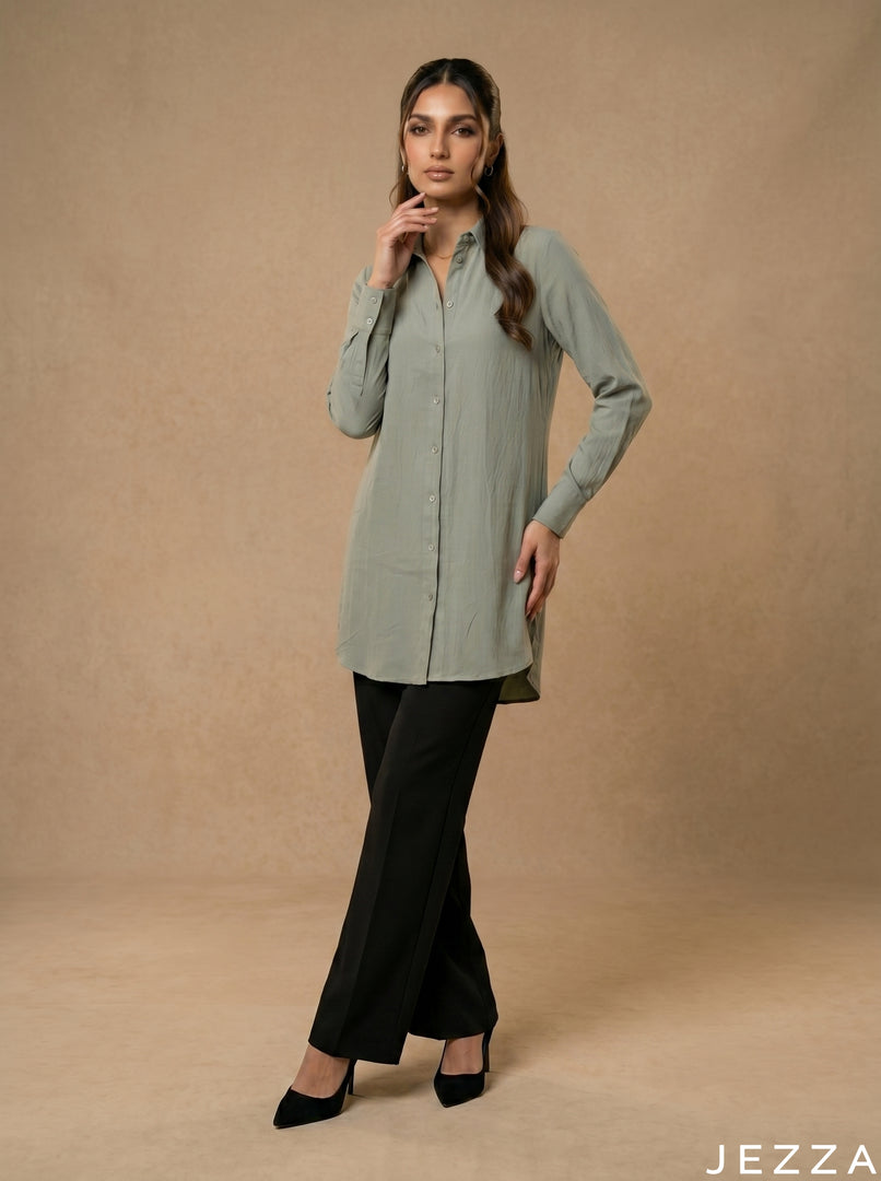 Muted Allure: Smoke Green Crushed Top 82433