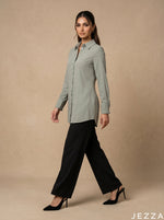 Load image into Gallery viewer, Muted Allure: Smoke Green Crushed Top 82433