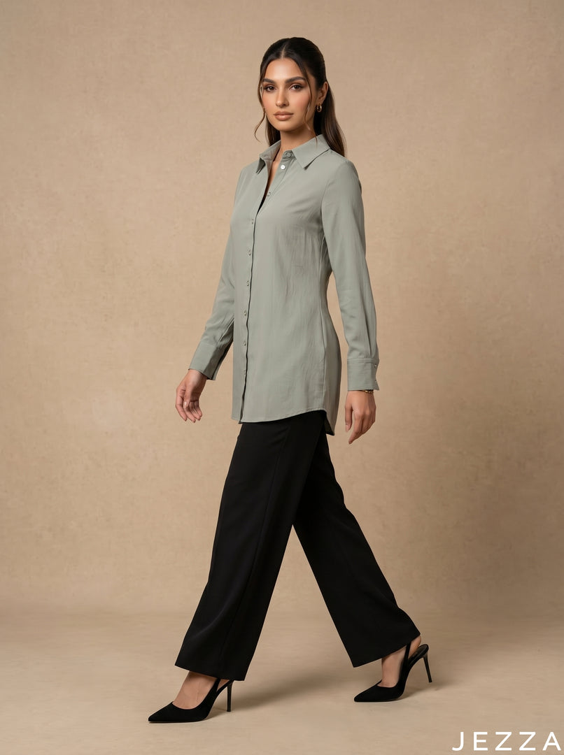 Muted Allure: Smoke Green Crushed Top 82433