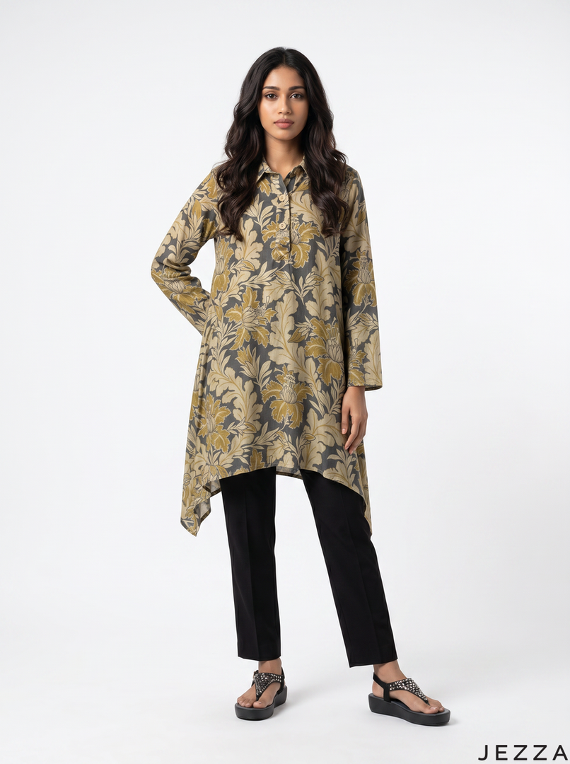Floral Breeze: Above Knee Cotton Top 78071