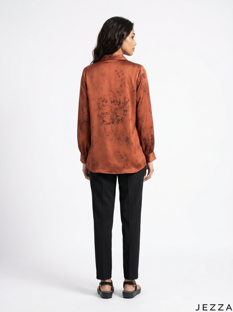 Abstract Line: Mandarin Collar Relaxed Top 77731