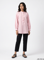 Load image into Gallery viewer, Pink Grid: Long Sleeve Below Hip Top 72721