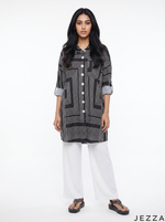 Load image into Gallery viewer, Mono Grid: Linear Print Shirt Top 81231