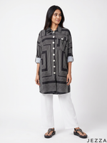 Load image into Gallery viewer, Mono Grid: Linear Print Shirt Top 81231