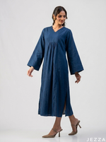 Load image into Gallery viewer, Soft Poise: Linen Midi Dress with Front Yoke Gathers 75721