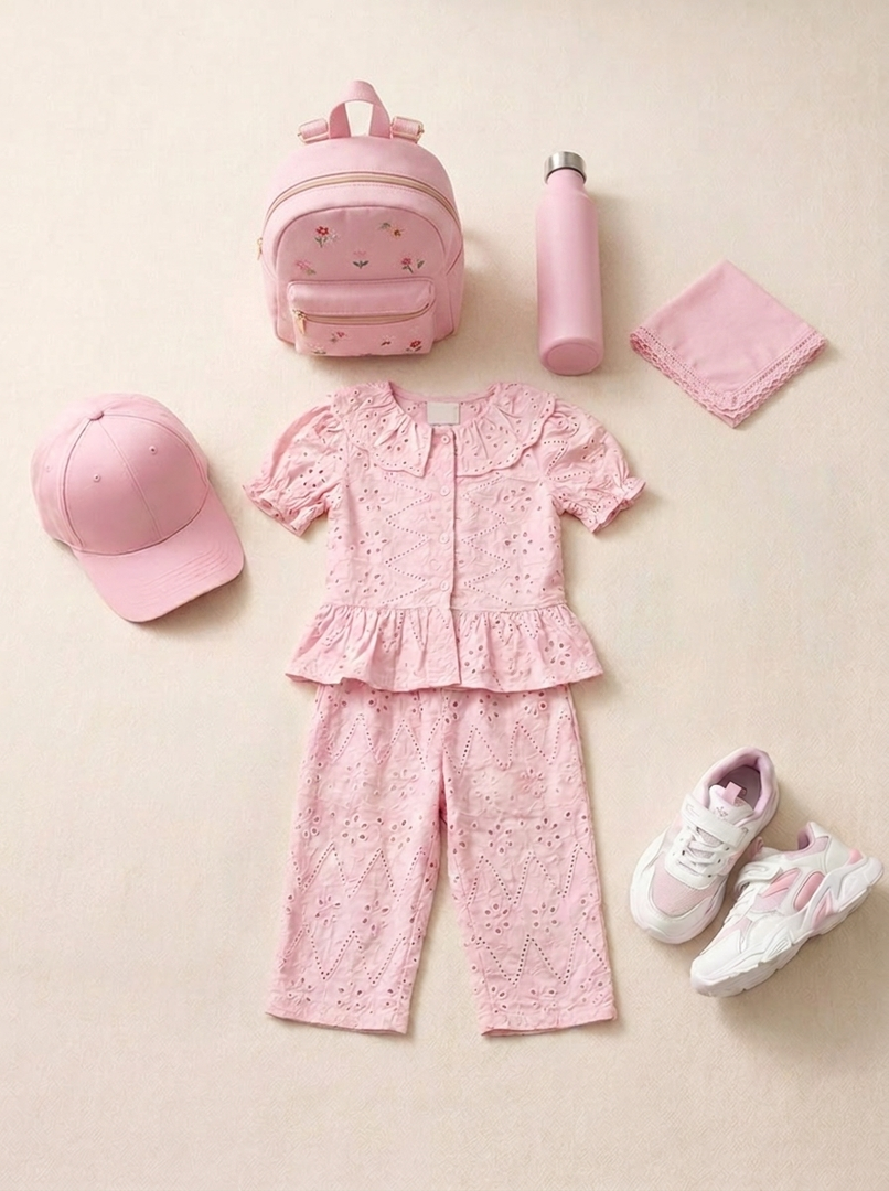 Pink Broderie Twinset 90801
