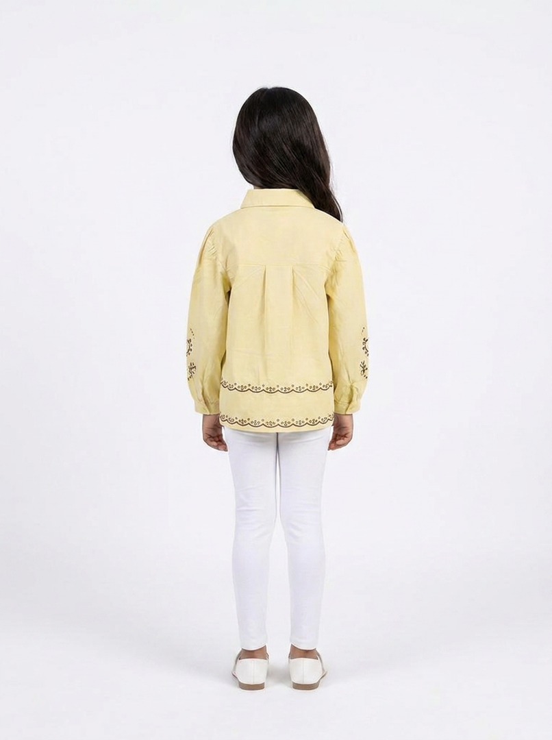 Yellow Embroidered Shirt & Pant Set 91141