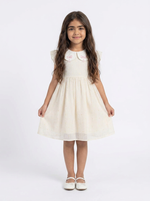 Load image into Gallery viewer, Cream Embroidered Bow Dress 91021