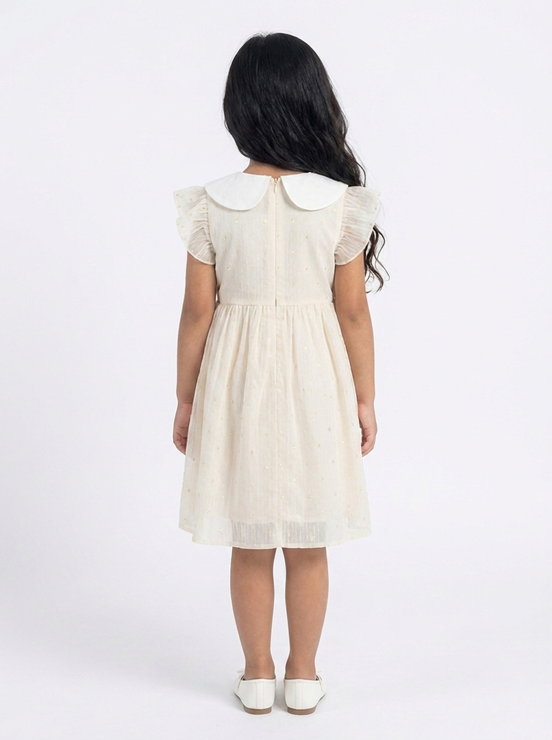 Cream Embroidered Bow Dress 91021
