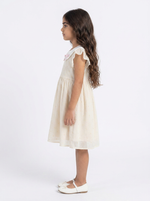 Load image into Gallery viewer, Cream Embroidered Bow Dress 91021