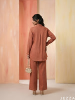 Load image into Gallery viewer, Warm Drift: Coral Beige Poly Linen Set 87083