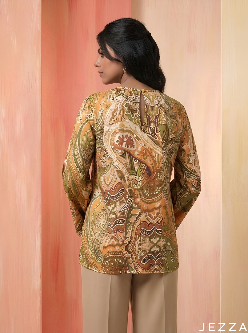 Paisley Reverie: Crepe Satin Top 82811