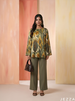Load image into Gallery viewer, Canvas Drift: Abstract Crepe Satin Top 87611