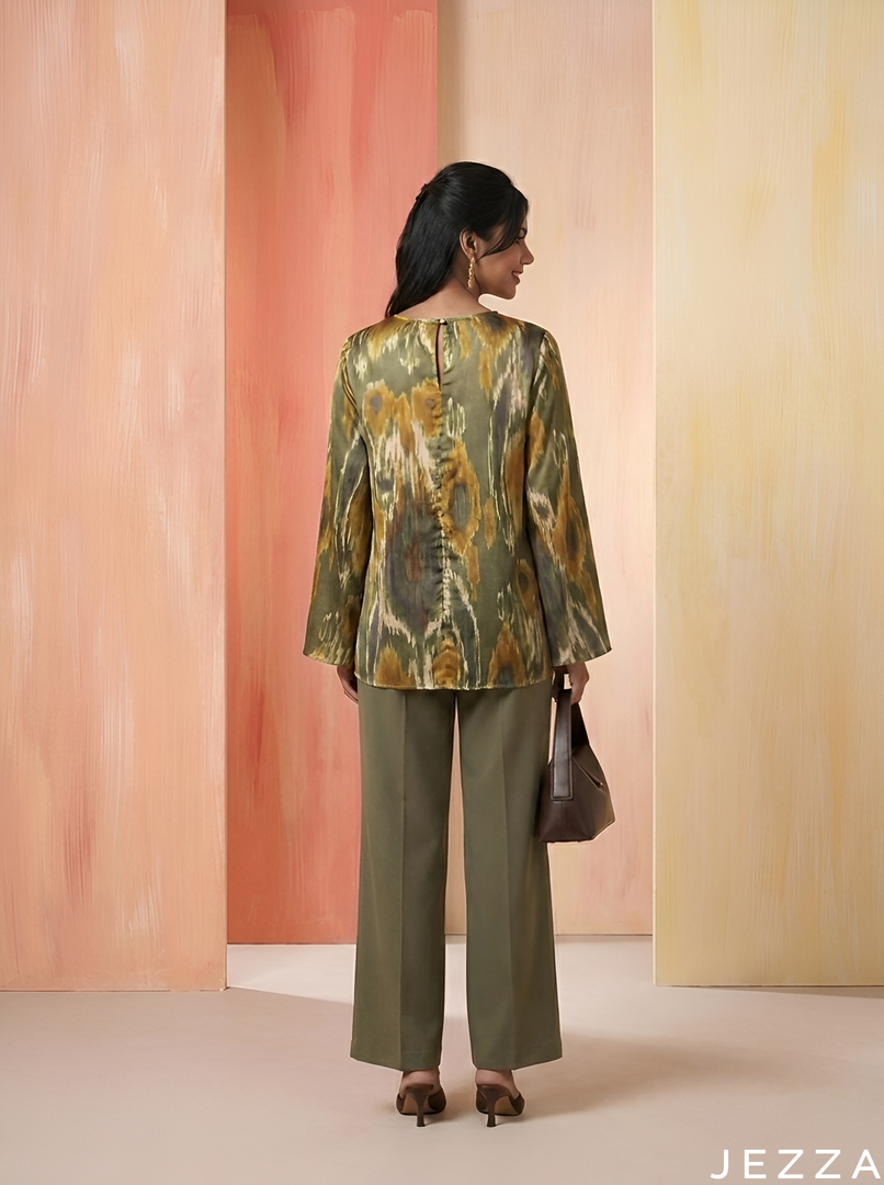 Canvas Drift: Abstract Crepe Satin Top 87611