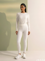 Load image into Gallery viewer, Clean Line: White Jersey Leggings 87065