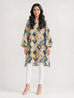 Load image into Gallery viewer, Abstract Botanical Print Satin Knee Top 94351