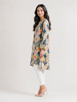 Load image into Gallery viewer, Abstract Botanical Print Satin Knee Top 94351