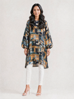 Load image into Gallery viewer, Geometric Print Satin Knee Top 94352