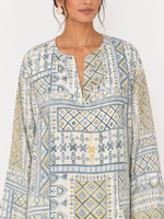 Load image into Gallery viewer, Patchwork Print V-Neck Above Knee Top 95211
