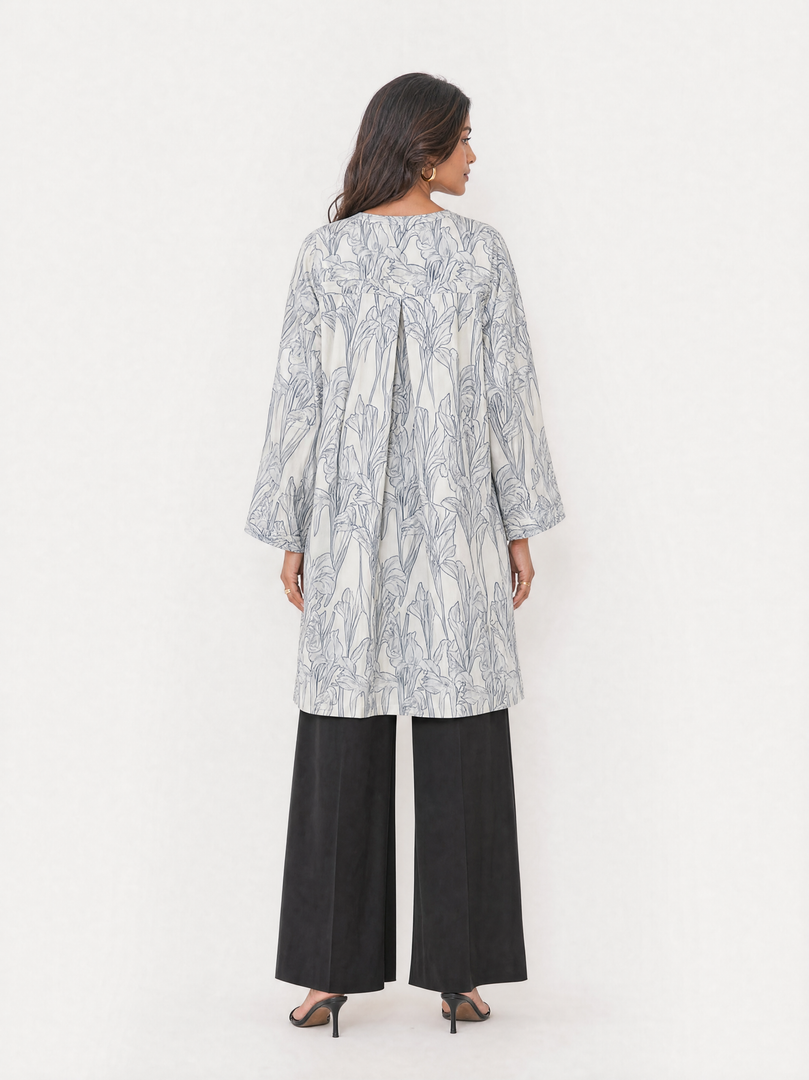 Floral V-Neck Rayon Above Knee Top 92681