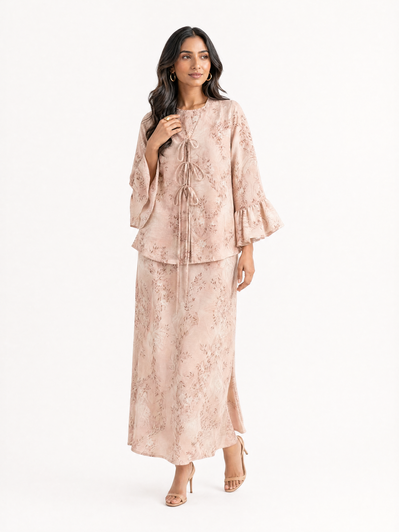 Light Pink Botanical Jacquard Dress Set 92891/92881