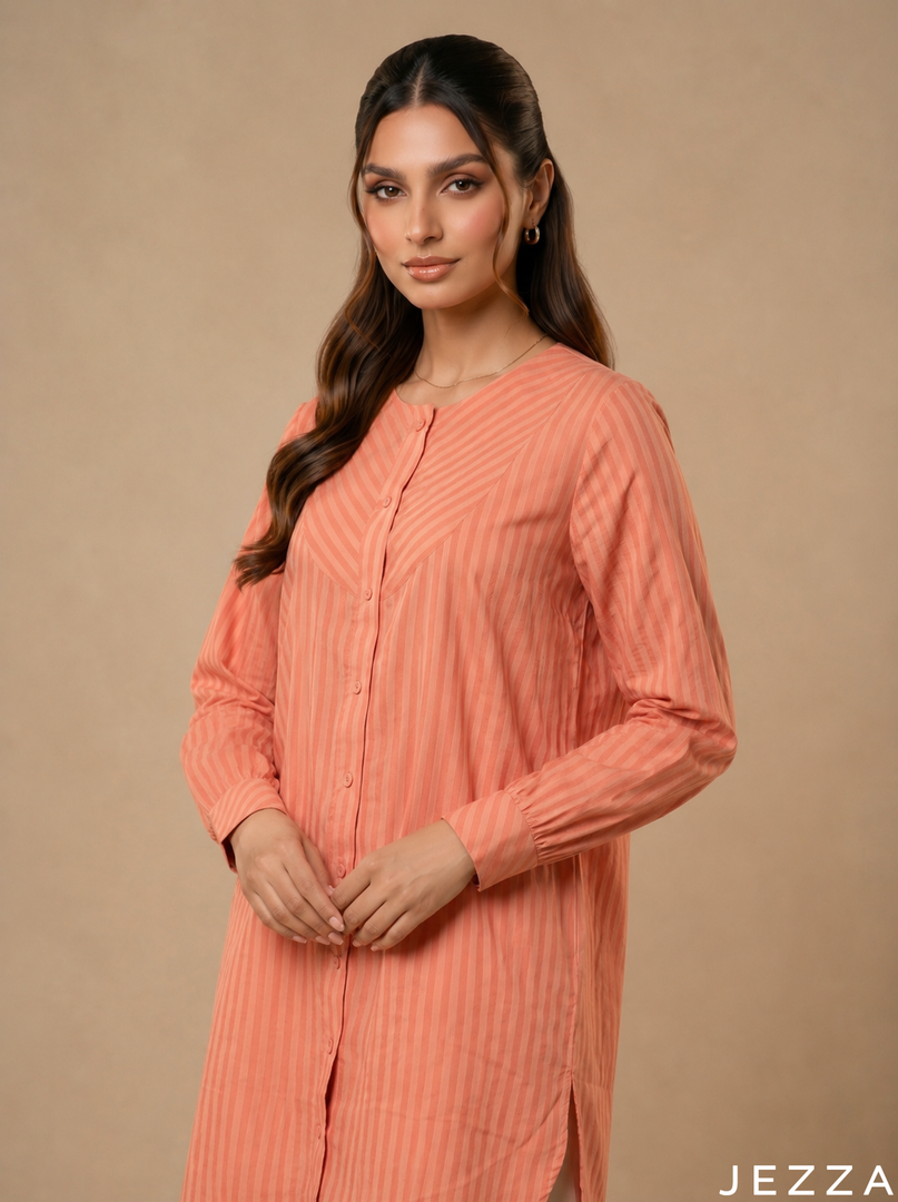 Vibrant Ease: Orange Cotton Top 75931