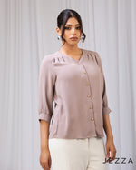 Load image into Gallery viewer, Structured Grace: V-Neck Hip Top 64854