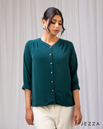 Load image into Gallery viewer, Structured Grace: V-Neck Hip Top 64851
