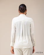 Load image into Gallery viewer, Classic Poise: Hip-Length Polyester Shirt Blouse 65041