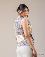 Load image into Gallery viewer, Draped Elegance: Printed Satin Cowl-Neck Top 65031