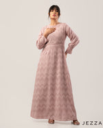 Load image into Gallery viewer, Brocade Long Sleeve Round Neck Dress 62221