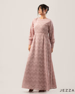 Load image into Gallery viewer, Brocade Long Sleeve Round Neck Dress 62221