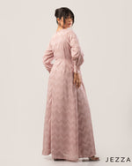Load image into Gallery viewer, Brocade Long Sleeve Round Neck Dress 62221